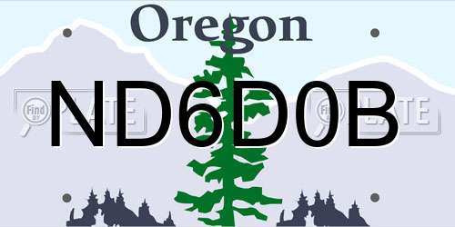ND6D0B Oregon License Plate