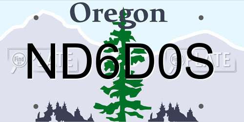 ND6D0S Oregon License Plate