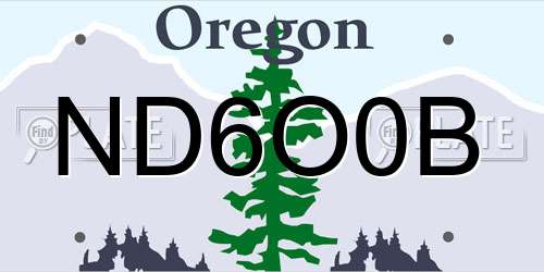 ND6O0B Oregon License Plate