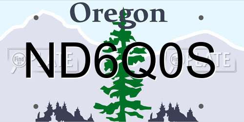 ND6Q0S Oregon License Plate