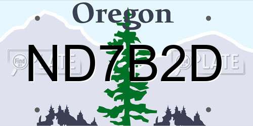 ND7B2D Oregon License Plate