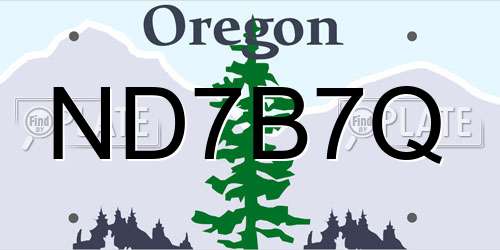 ND7B7Q Oregon License Plate
