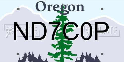 ND7C0P Oregon License Plate