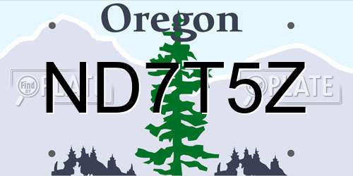 ND7T5Z Oregon License Plate