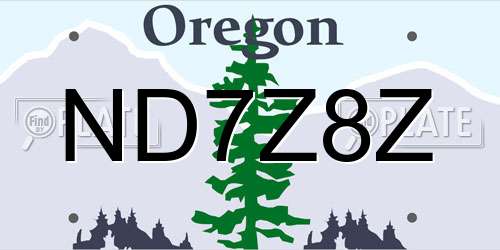 ND7Z8Z Oregon License Plate