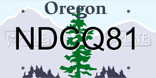 NDCQ81 Oregon License Plate