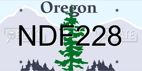 NDF228 Oregon License Plate