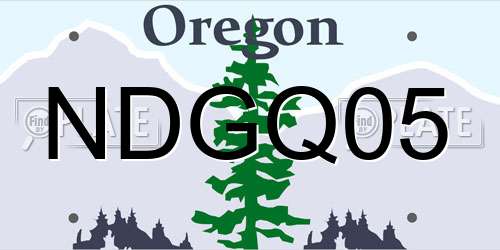 NDGQ05 Oregon License Plate