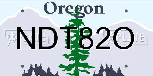 NDT82O Oregon License Plate