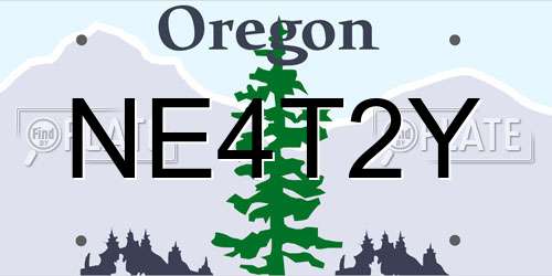 NE4T2Y Oregon License Plate
