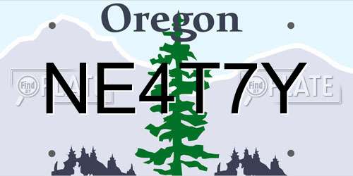 NE4T7Y Oregon License Plate