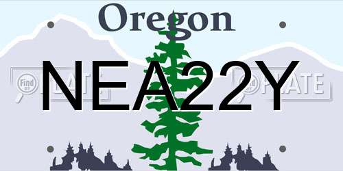 NEA22Y Oregon License Plate