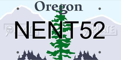 NENT52 Oregon License Plate