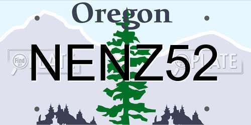 NENZ52 Oregon License Plate