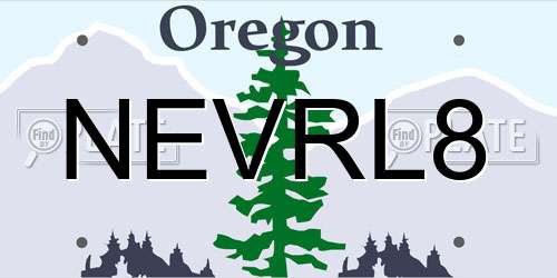 NEVRL8 Oregon License Plate