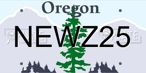NEWZ25 Oregon License Plate