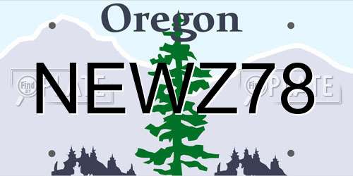 NEWZ78 Oregon License Plate