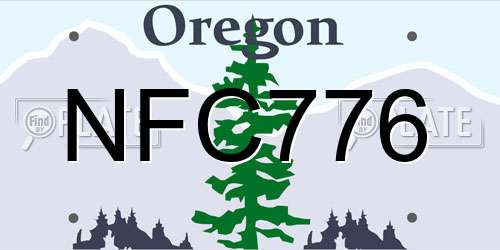 NFC776 Oregon License Plate