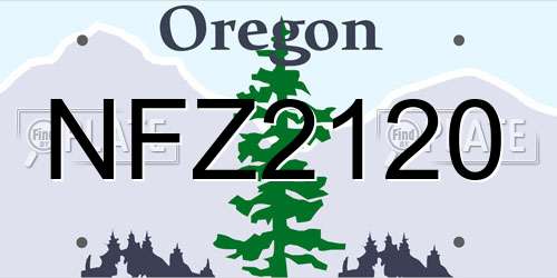 NFZ2120 Oregon License Plate