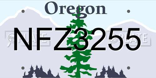 NFZ3255 Oregon License Plate