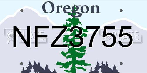 NFZ3755 Oregon License Plate