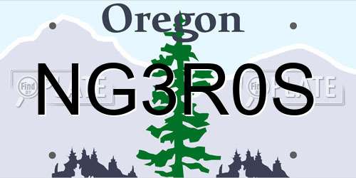 NG3R0S Oregon License Plate