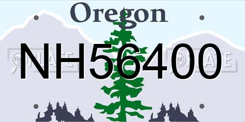 NH56400 Oregon License Plate