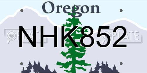 NHK852 Oregon License Plate