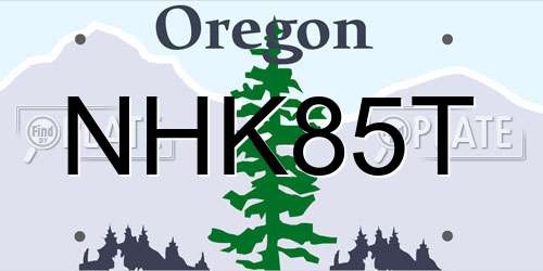 NHK85T Oregon License Plate