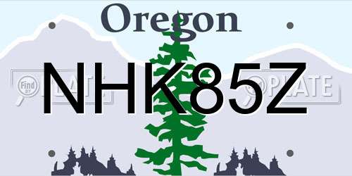 NHK85Z Oregon License Plate