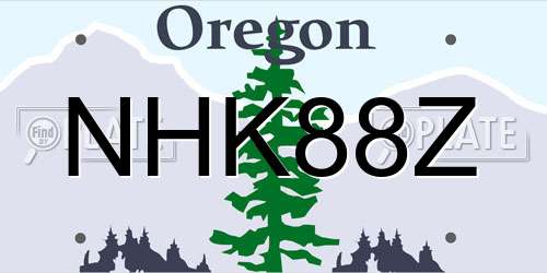 NHK88Z Oregon License Plate