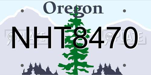 NHT8470 Oregon License Plate