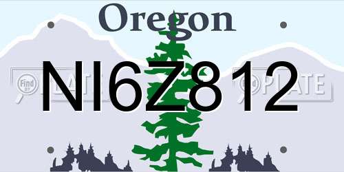 NI6Z812 Oregon License Plate