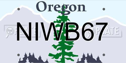 NIWB67 Oregon License Plate