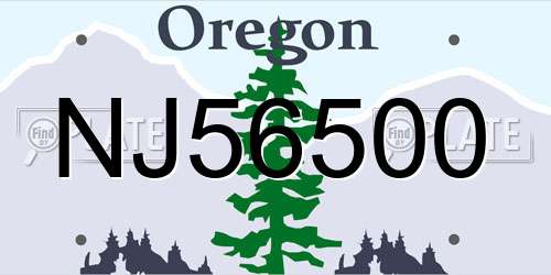 NJ56500 Oregon License Plate