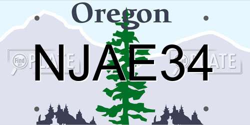 NJAE34 Oregon License Plate
