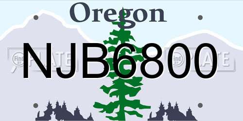 NJB6800 Oregon License Plate
