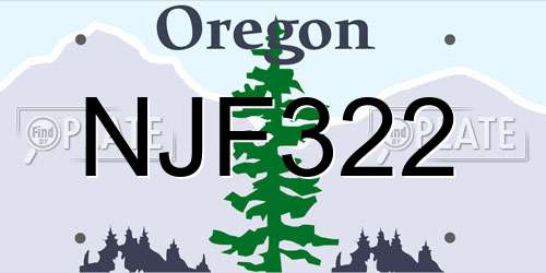 NJF322 Oregon License Plate