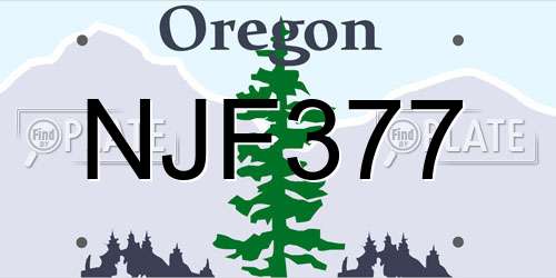 NJF377 Oregon License Plate