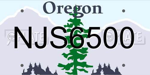 NJS6500 Oregon License Plate