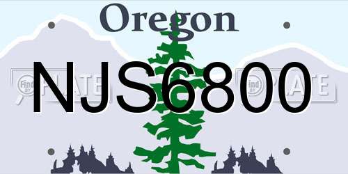 NJS6800 Oregon License Plate