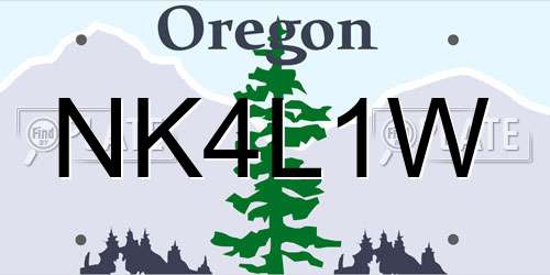 NK4L1W Oregon License Plate