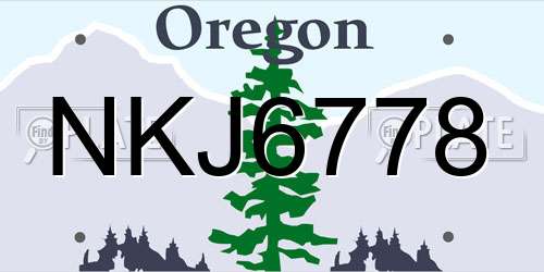 NKJ6778 Oregon License Plate