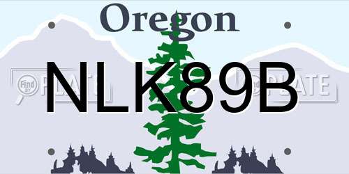 NLK89B Oregon License Plate