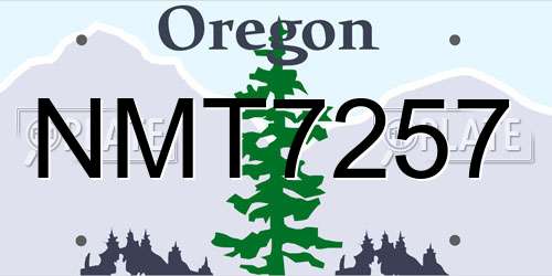 NMT7257 Oregon License Plate
