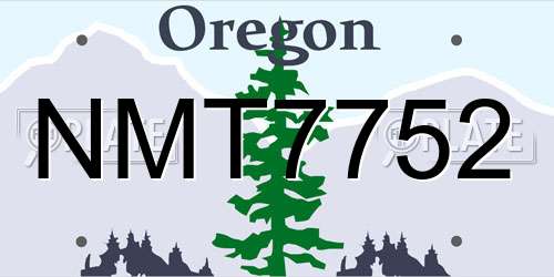 NMT7752 Oregon License Plate