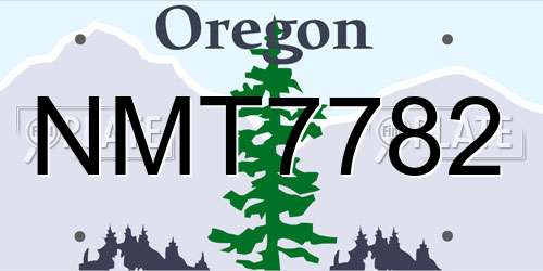NMT7782 Oregon License Plate