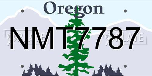 NMT7787 Oregon License Plate