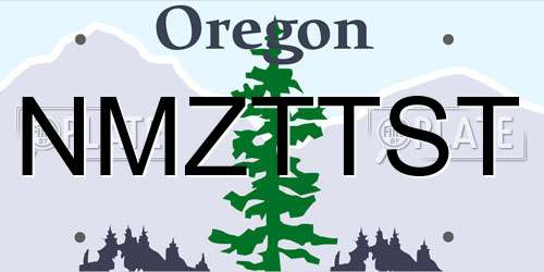 NMZTTST Oregon License Plate