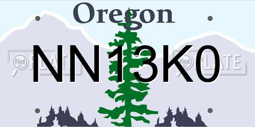 NN13K0 Oregon License Plate
